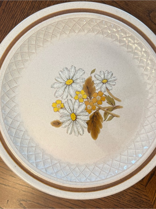 Nikko Ceramics Other - 4 Vintage Nikki Japan Floral Stoneware Dinner Plate - Cream w/Yellow Daisy Motif